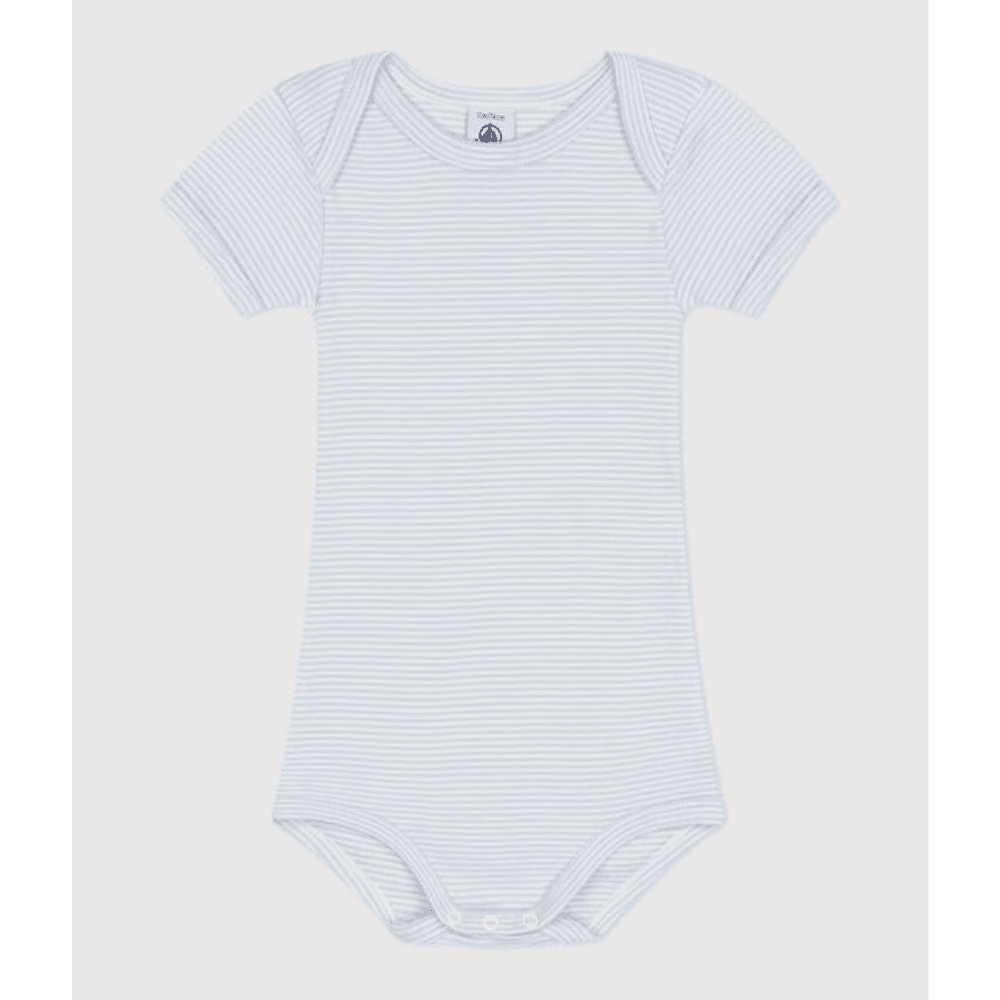 Petit Bateau / Kortærmet Body / Lyseblå Striber — billede 1