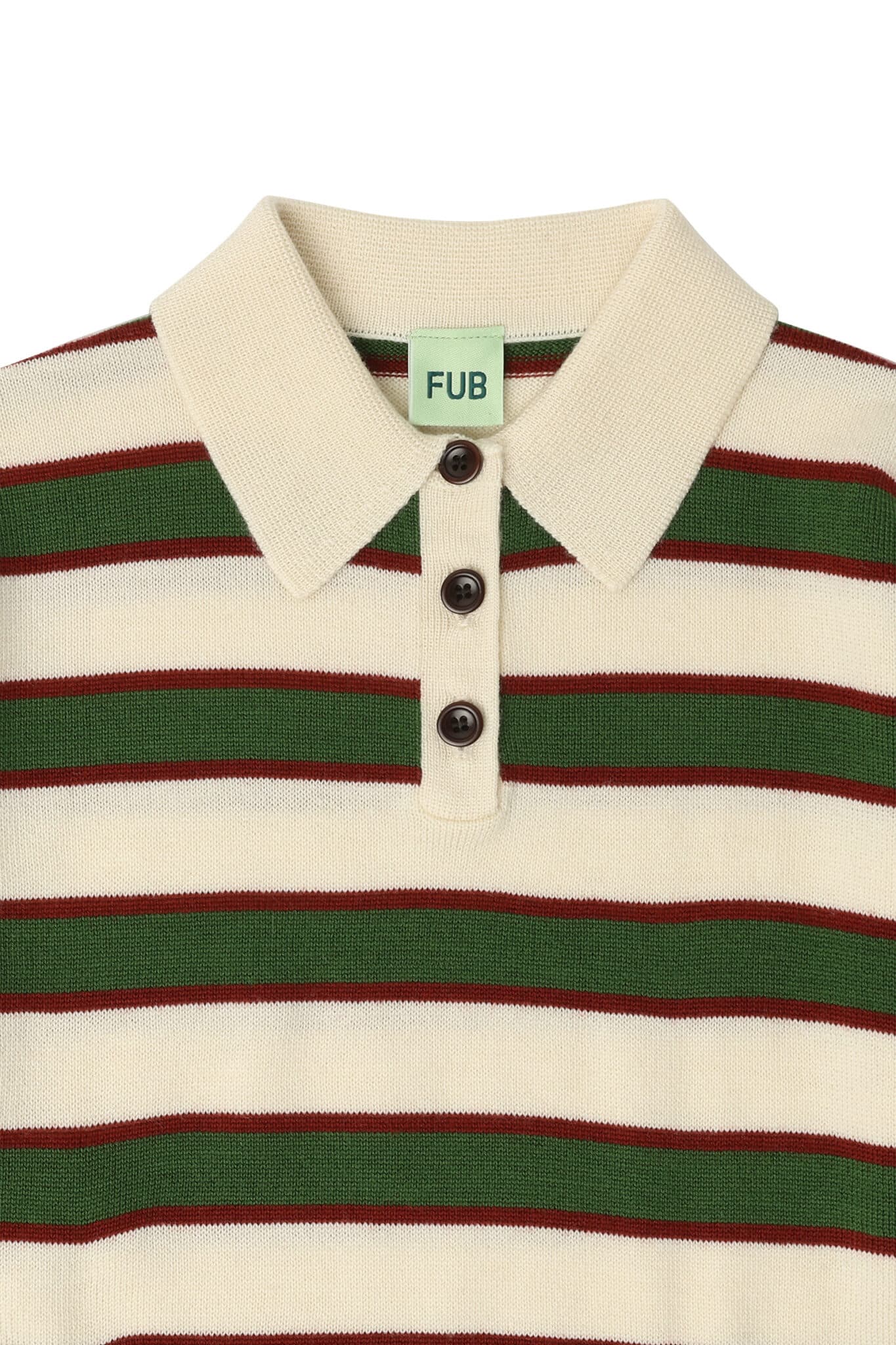 FUB / Stribet Uld Polo / Ecru — billede 2