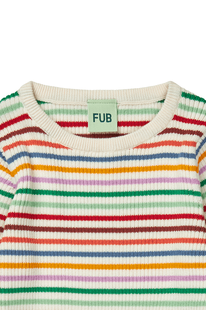 FUB / Stribet Rib Bomulds Bluse / Multistriber — billede 2