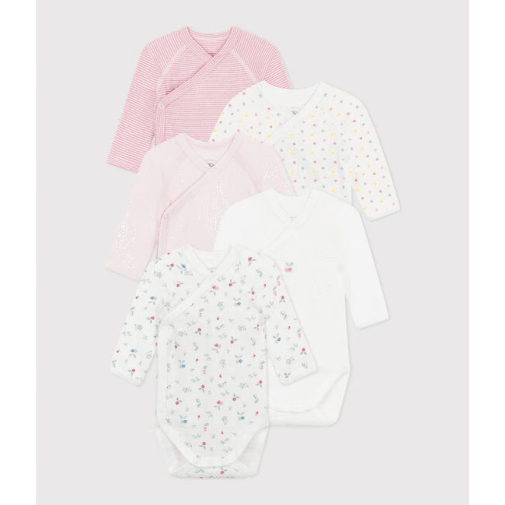 Petit Bateau / 5 pak baby body / blomster — billede 1