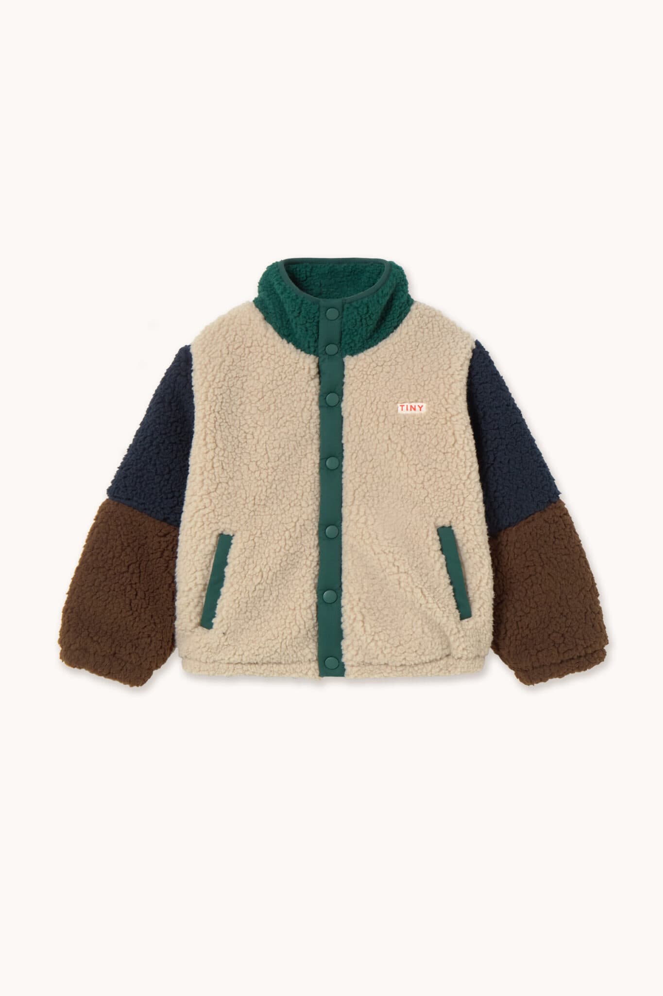 Tiny Cottons / Color Block Polar Teddy Jakke / Grøn