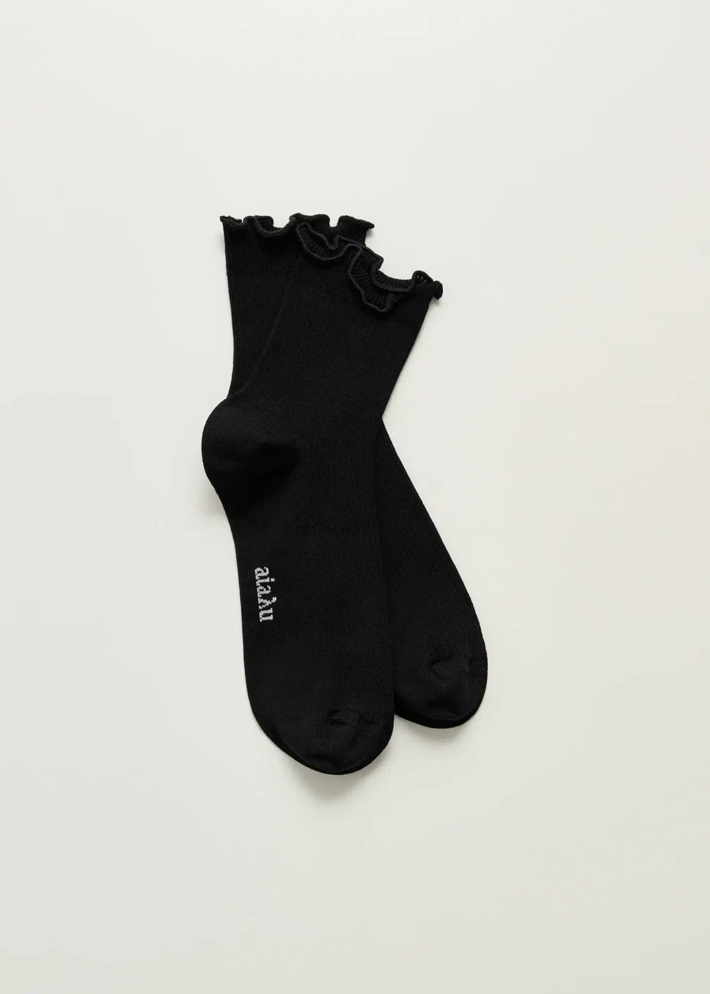 Aiayu / Cotton Frill Strømper / Black — billede 2