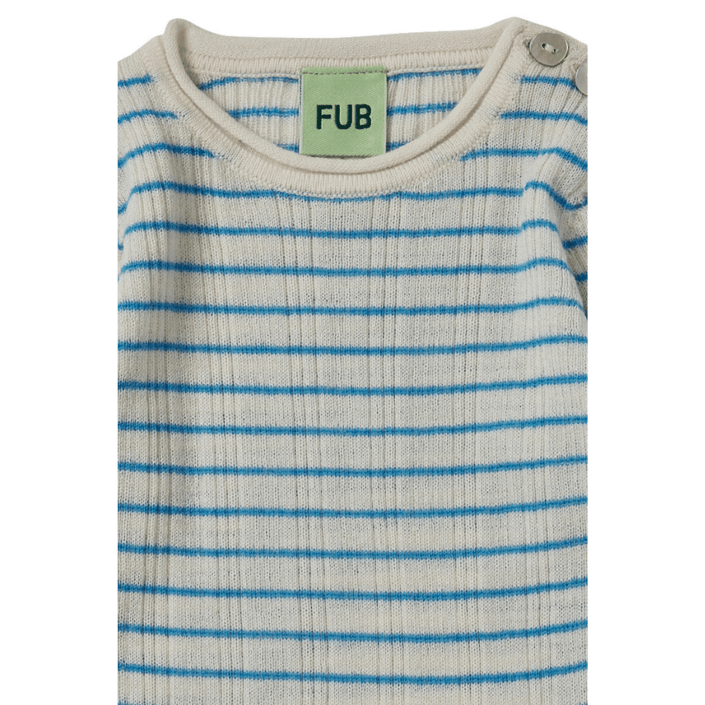 FUB / Baby rib uld body / blå striber — billede 2