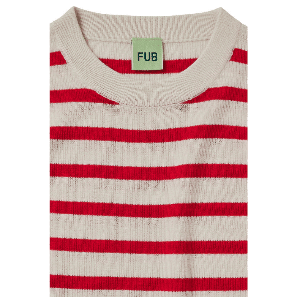 FUB / Langærmet uld bluse / røde striber — billede 2