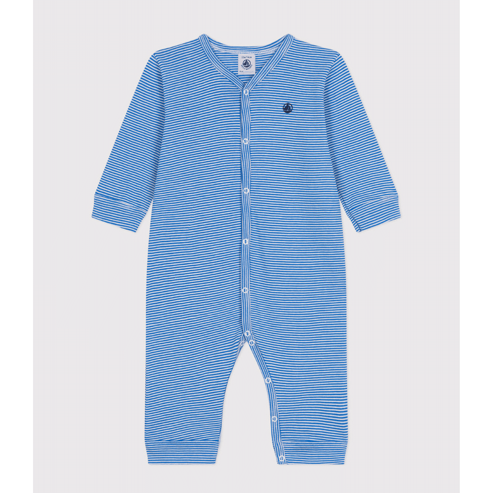Petit Bateau / heldragt uden fødder / blå striber — billede 1
