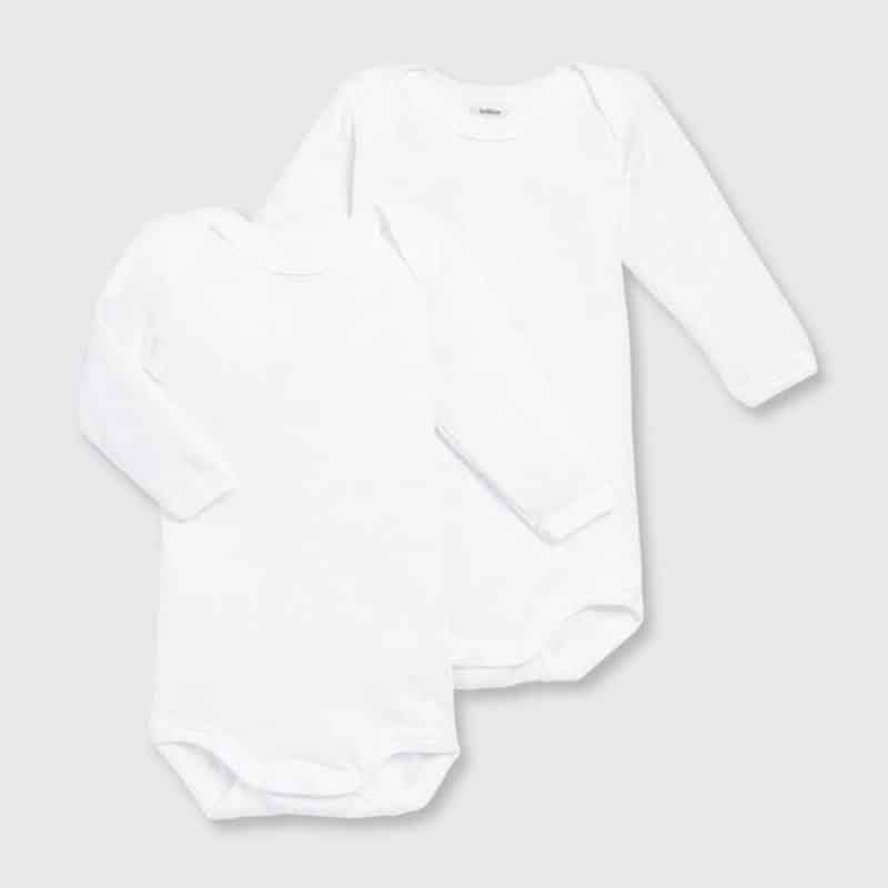 Petit Bateau / 2 pak langærmet body / hvid — billede 1