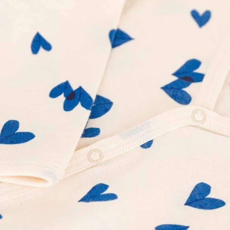 Petit Bateau / Heldragt med fødder / blå hjerter — billede 3