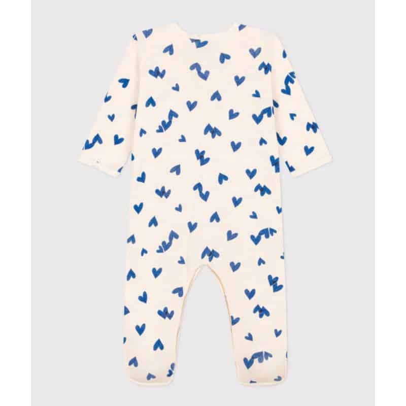 Petit Bateau / Heldragt med fødder / blå hjerter — billede 2