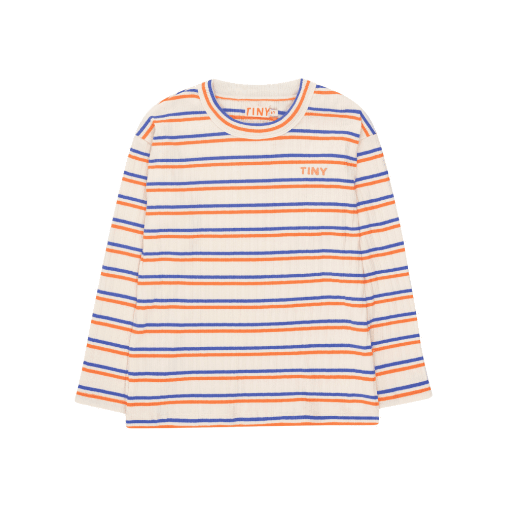 Tiny Cottons / Langærmet rib bluse / Orange Blå Striber — billede 1