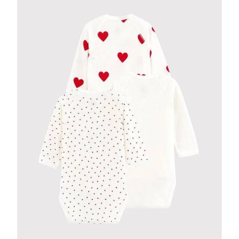 Petit Bateau / 3-pak baby body / røde hjerter — billede 3