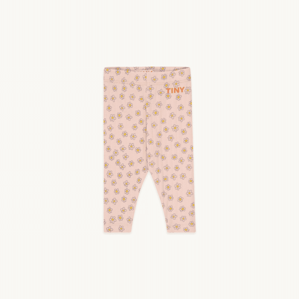 Tiny Cottons / Baby rib leggings med margueritter / lyserød — billede 1