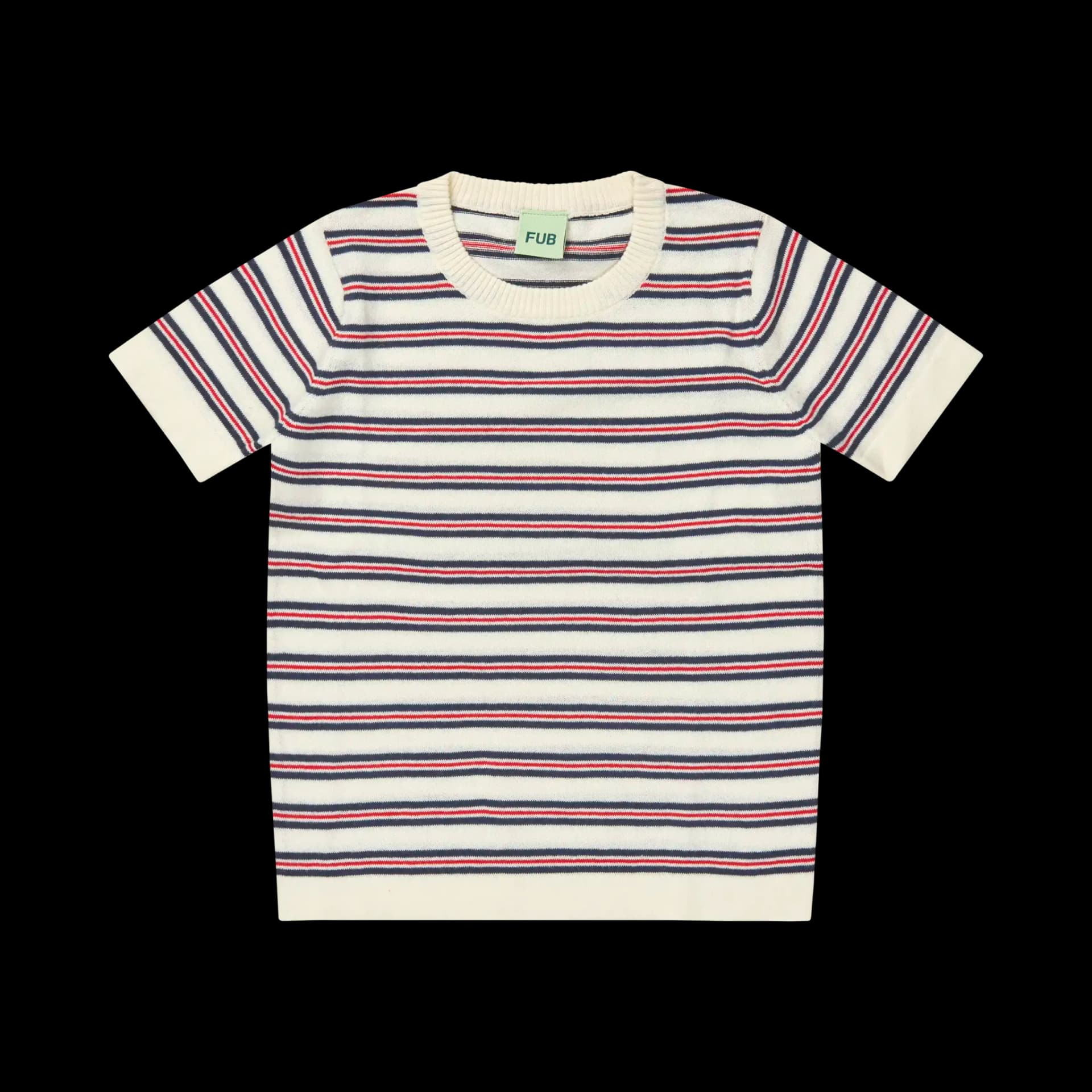 FUB — FUB / Stribet Bomulds T-shirt / Ecru Dark Navy