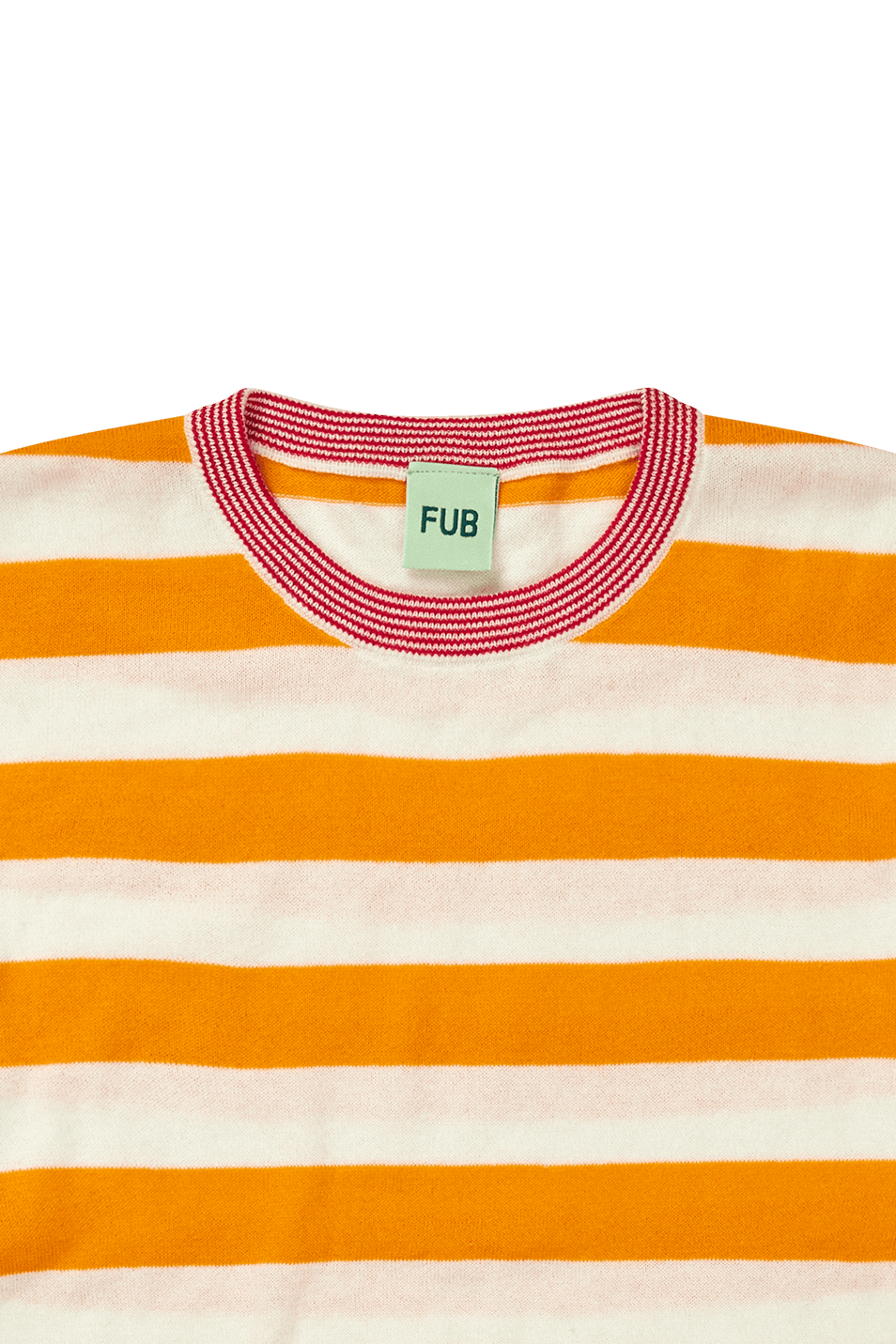 FUB / Stribet Bomulds T-shirt / Ecru Sunflower — billede 2