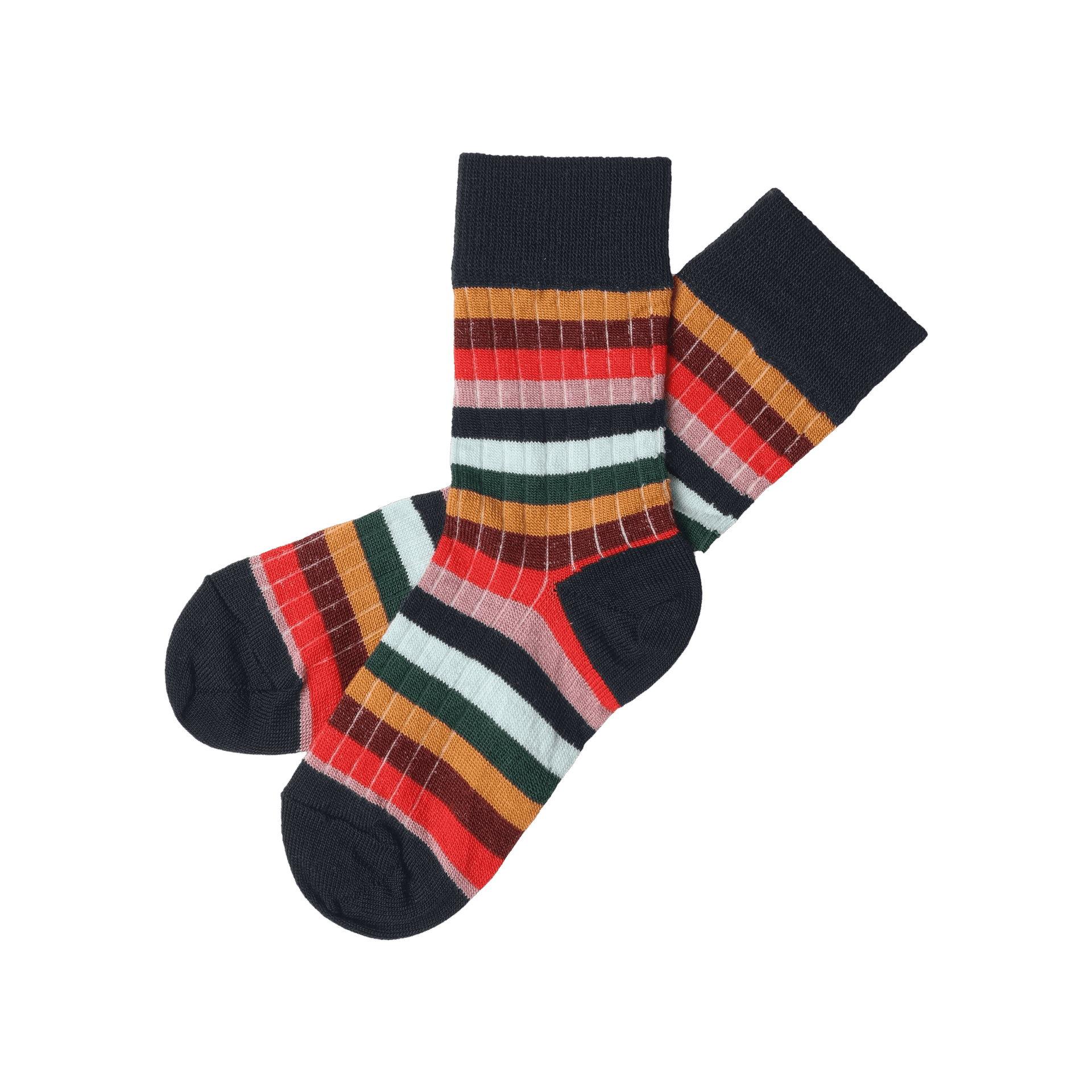 FUB — FUB / Stribede Uld strømper / Dark Navy Multi Striber