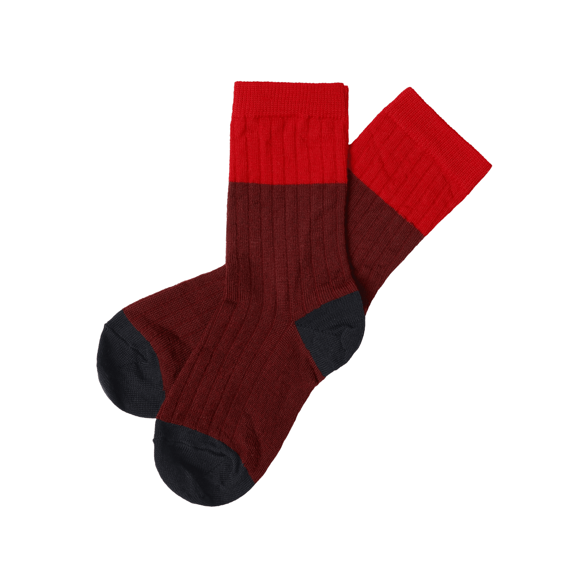 FUB — FUB / Colour Block Uld strømper / Cranberry