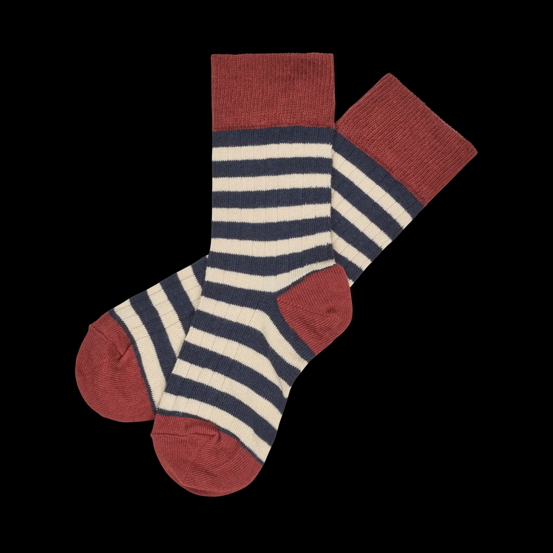 FUB — FUB / Stribede Bomulds Strømper / Chili Dark Navy