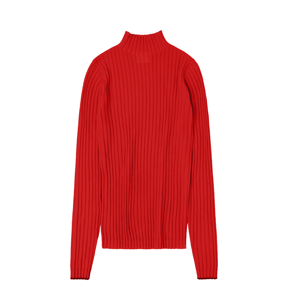 FUB Woman — FUB Woman / High Neck Rib Uld Bluse / Signal Red