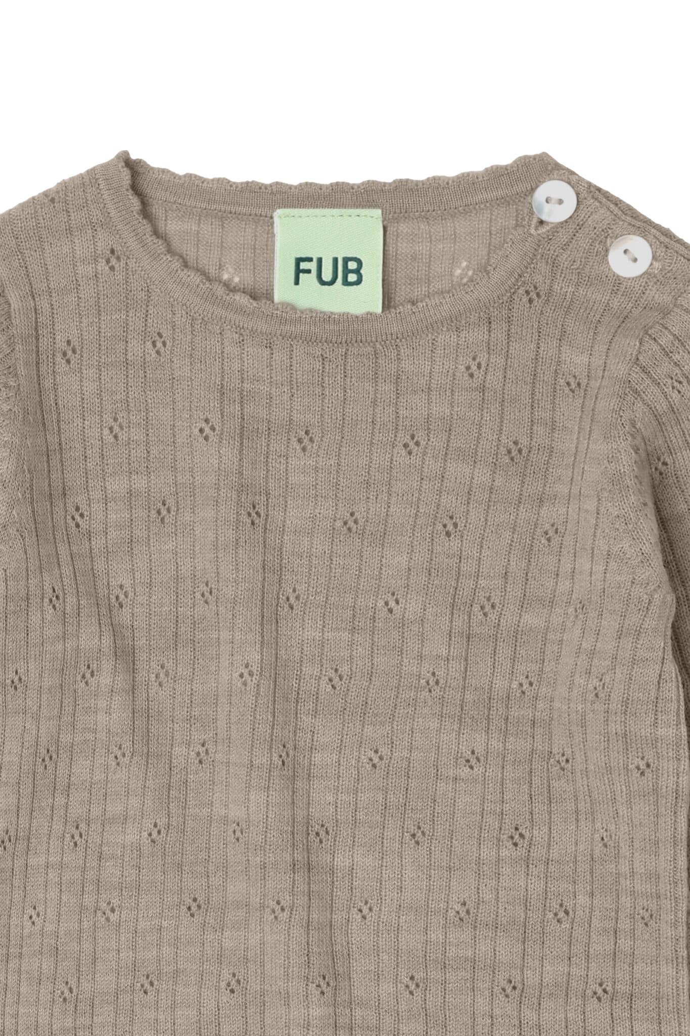 FUB / Baby Uld Pointelle Body / Oat Melange — billede 2