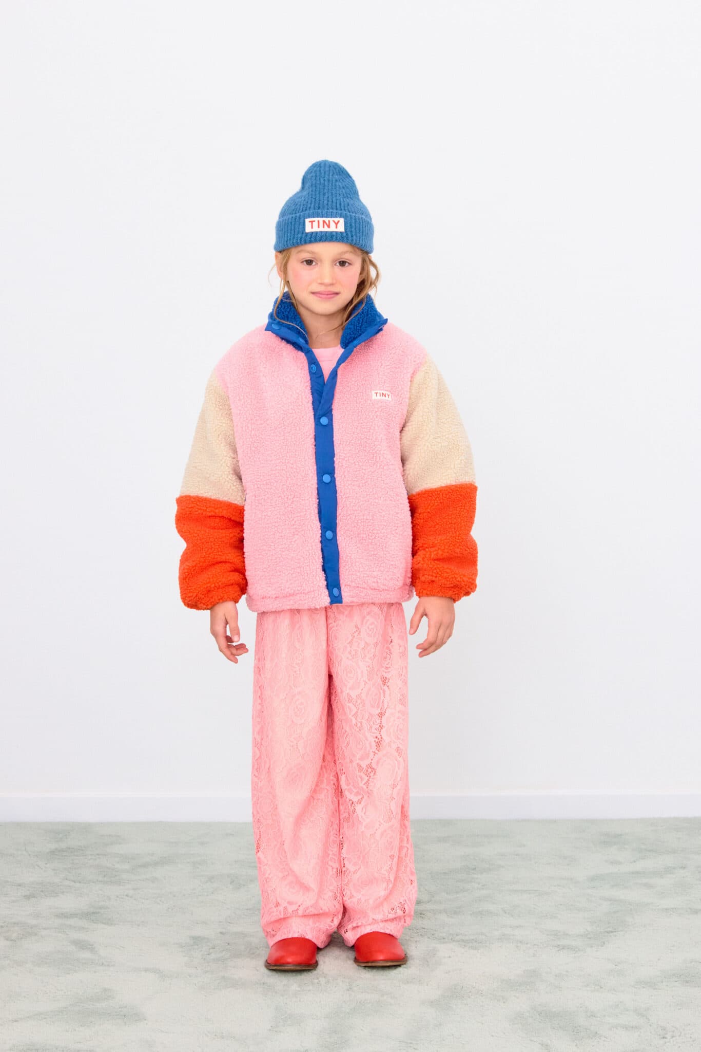 Tiny Cottons / Color Block Polar Teddy Jakke / Rød — billede 3
