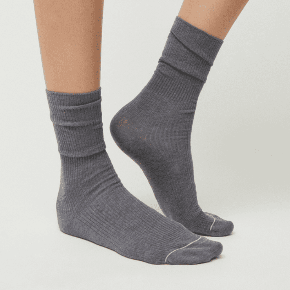 Aiayu / Bomulds Rib Strømper / Grey Melange — billede 1