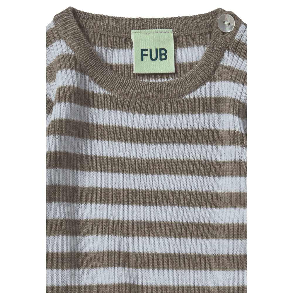 FUB / Baby rib uld bluse / hazel melange ice striber — billede 2