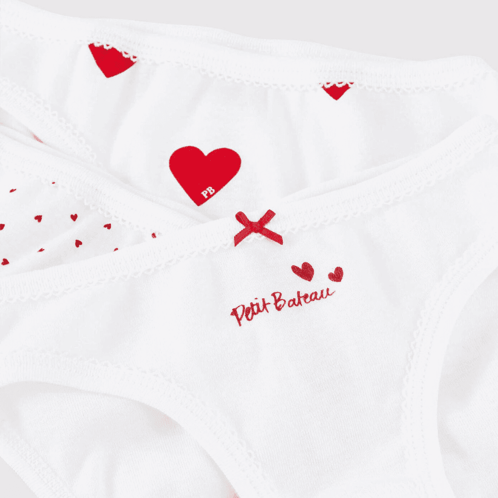 Petit Bateau / 3 pak underbukser pige / røde hjerter — billede 3