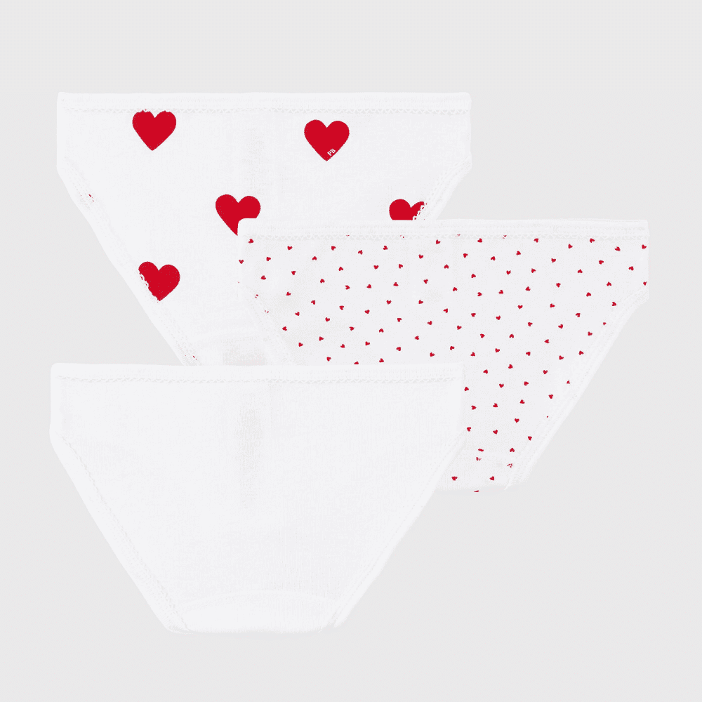 Petit Bateau / 3 pak underbukser pige / røde hjerter — billede 2