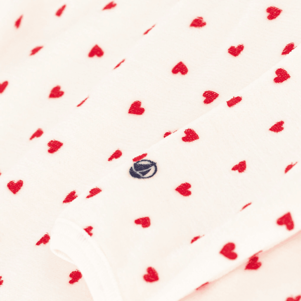 Petit Bateau / frotté heldragt med fødder / mini hjerter — billede 3