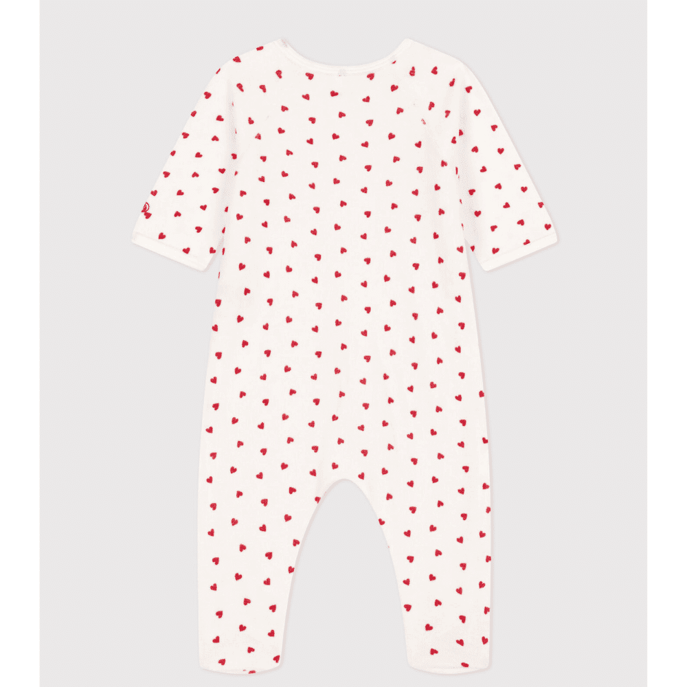 Petit Bateau / frotté heldragt med fødder / mini hjerter — billede 2