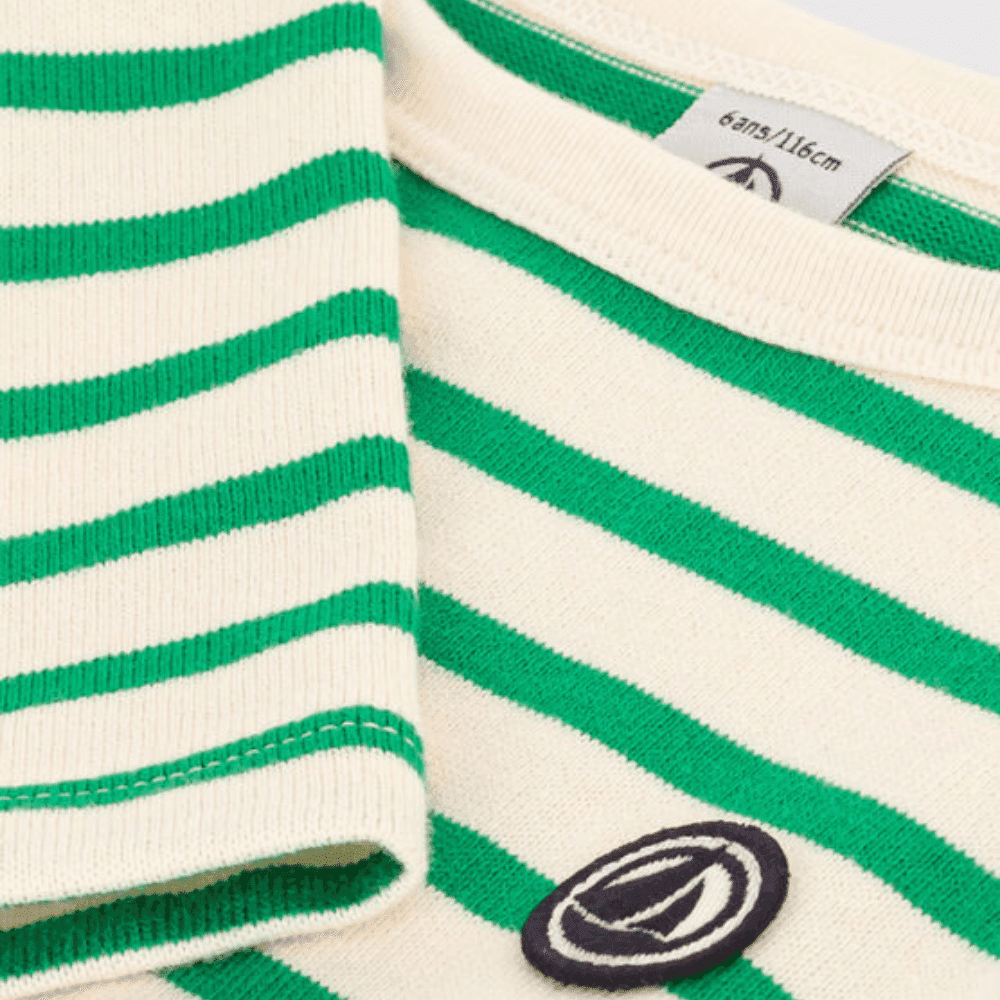 Petit Bateau / Langærmet bluse med striber / grøn — billede 2