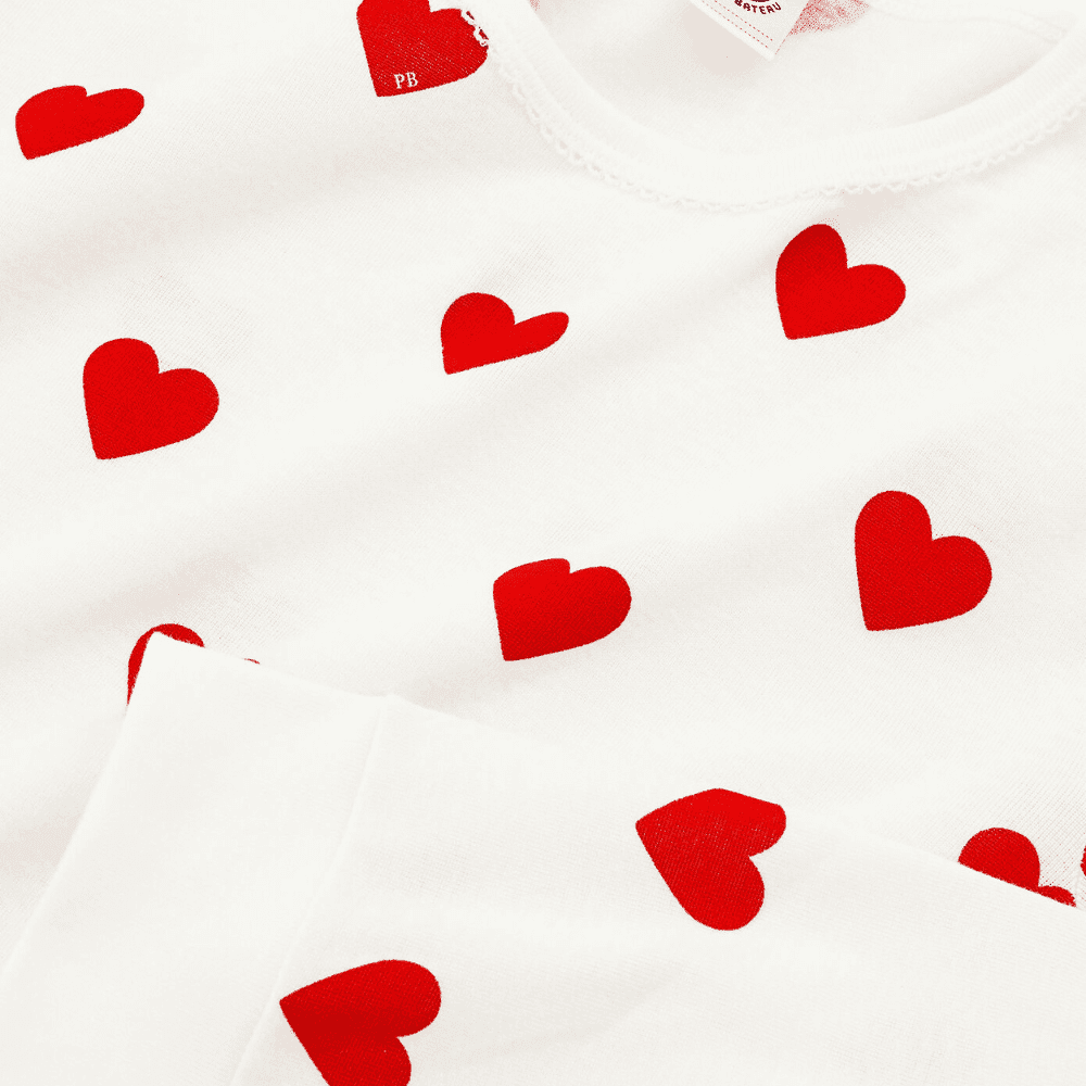 Petit Bateau / Nattøj / røde hjerter — billede 2