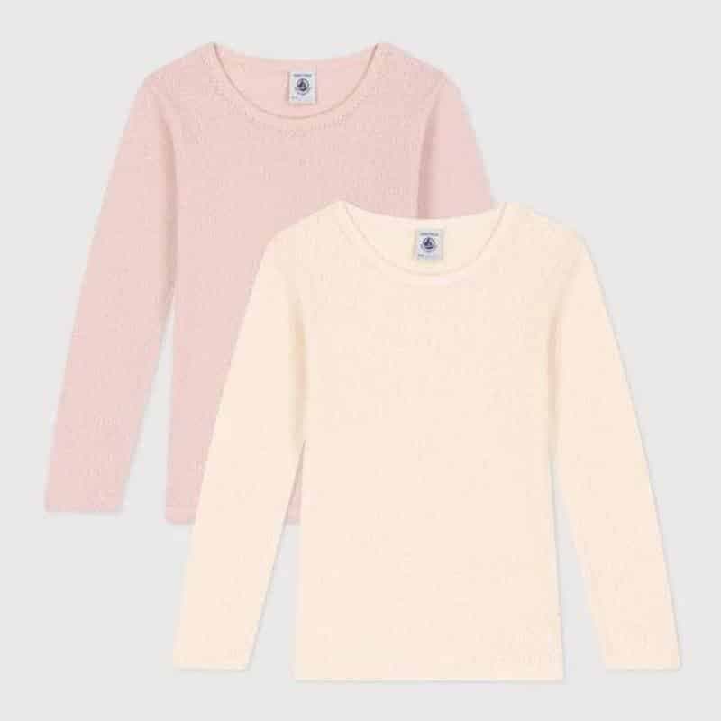 Petit Bateau / 2 pak bluse / lyserød beige — billede 1