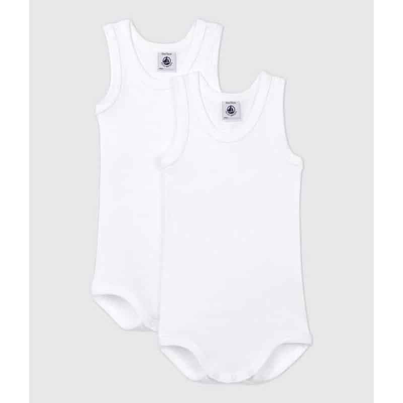 Petit Bateau / 2 pak body uden ærmer / hvid — billede 1