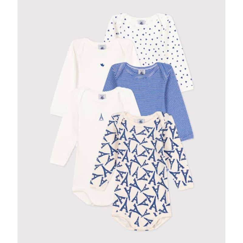 Petit Bateau / 5 pak body / blå paris — billede 1