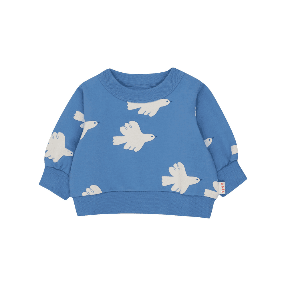 Tiny Cottons / Baby Sweatshirt med duer / Azure — billede 1