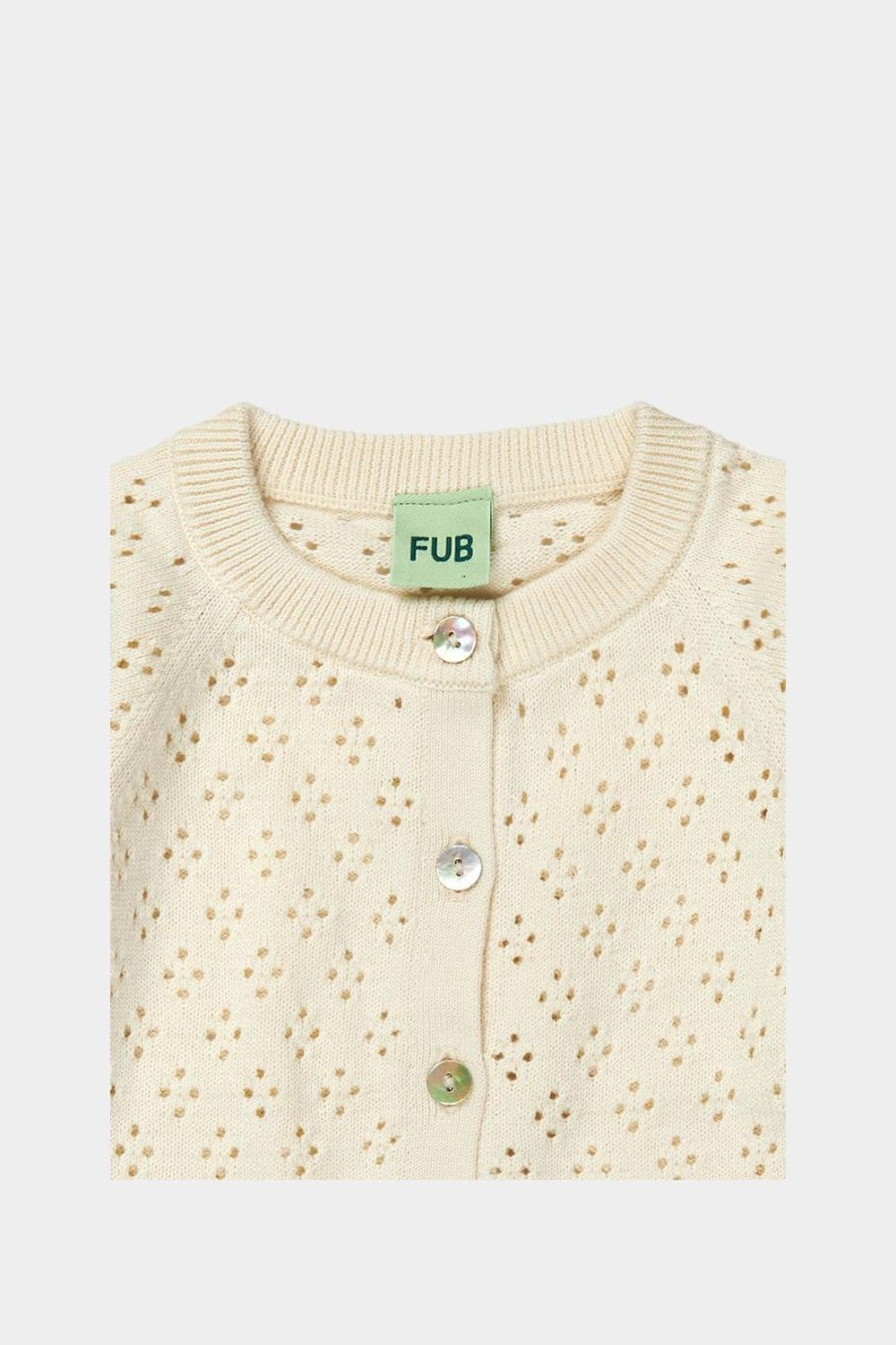 FUB / Baby Pointelle Bomulds Cardigan / Ecru — billede 2