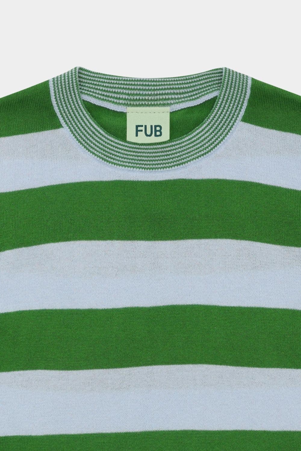 FUB / Stribet oversize t-shirt / Pale blue pine — billede 2