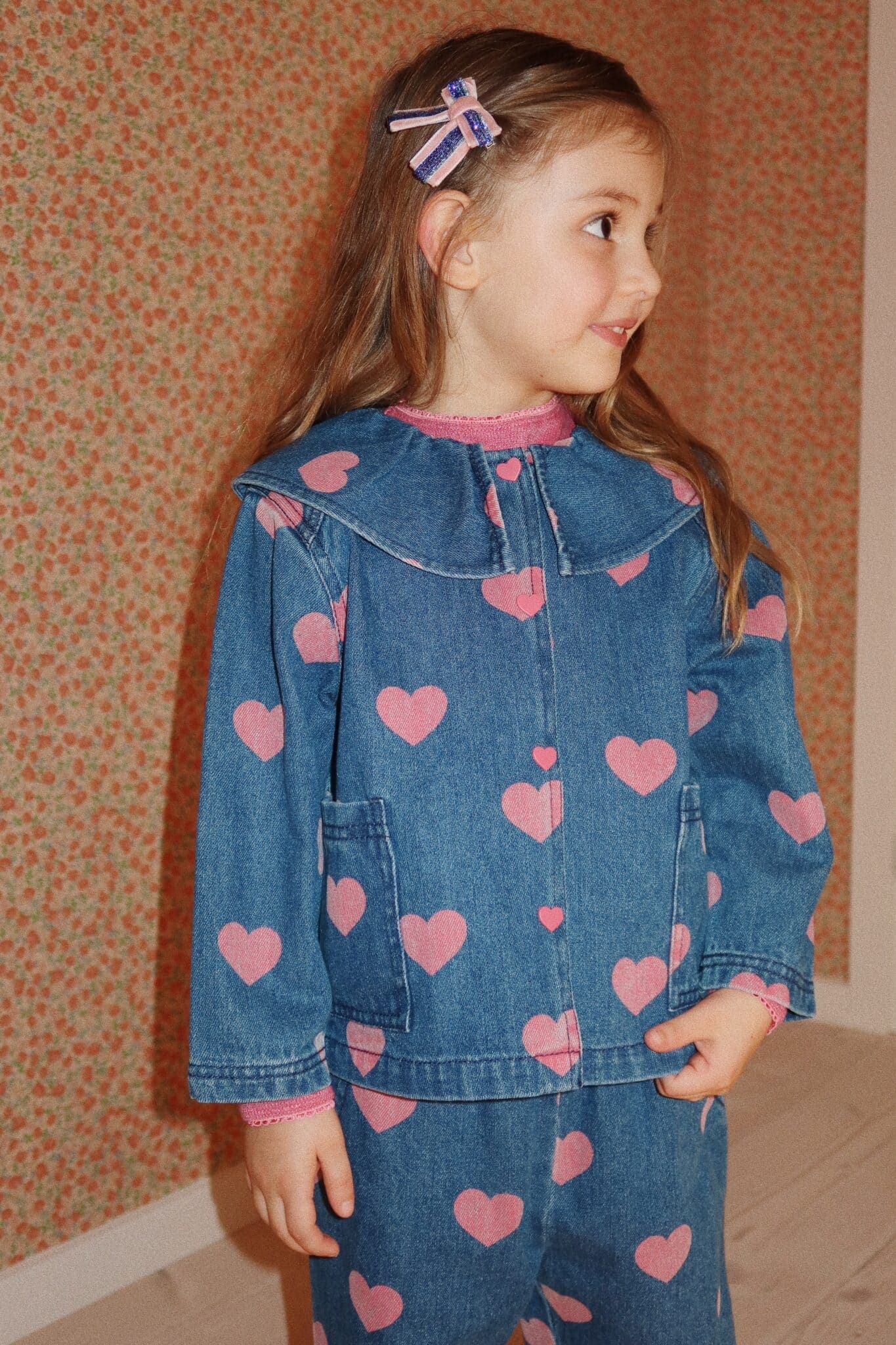 Konges Sløjd / Magot Denim Skjorte med hjerter / Bon Coeur Pink — billede 6
