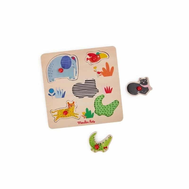 Moulin Roty / Knop Puslespil / Jungledyr — billede 1