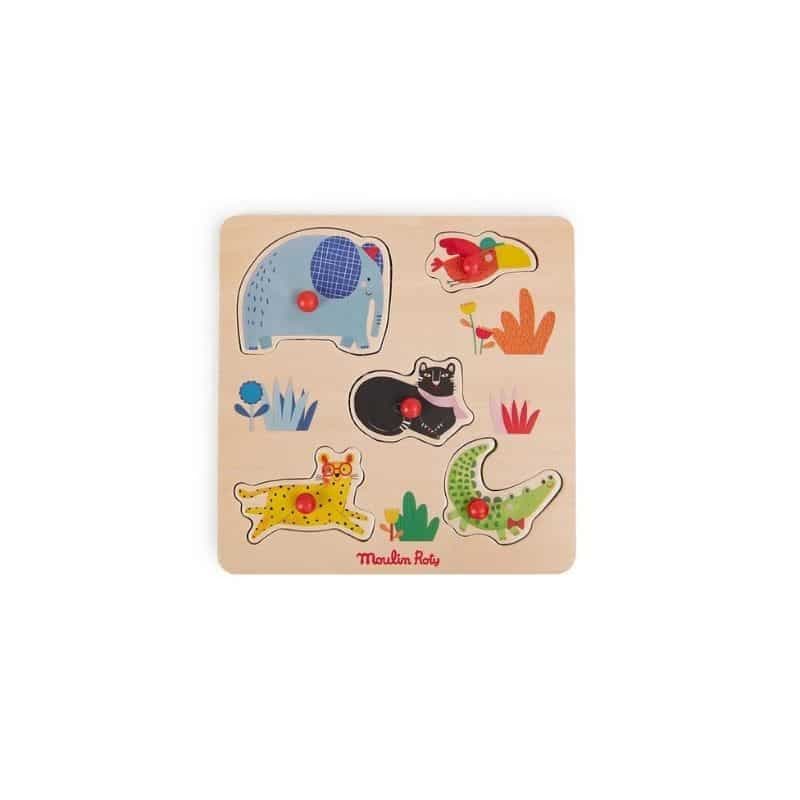 Moulin Roty / Knop Puslespil / Jungledyr — billede 4
