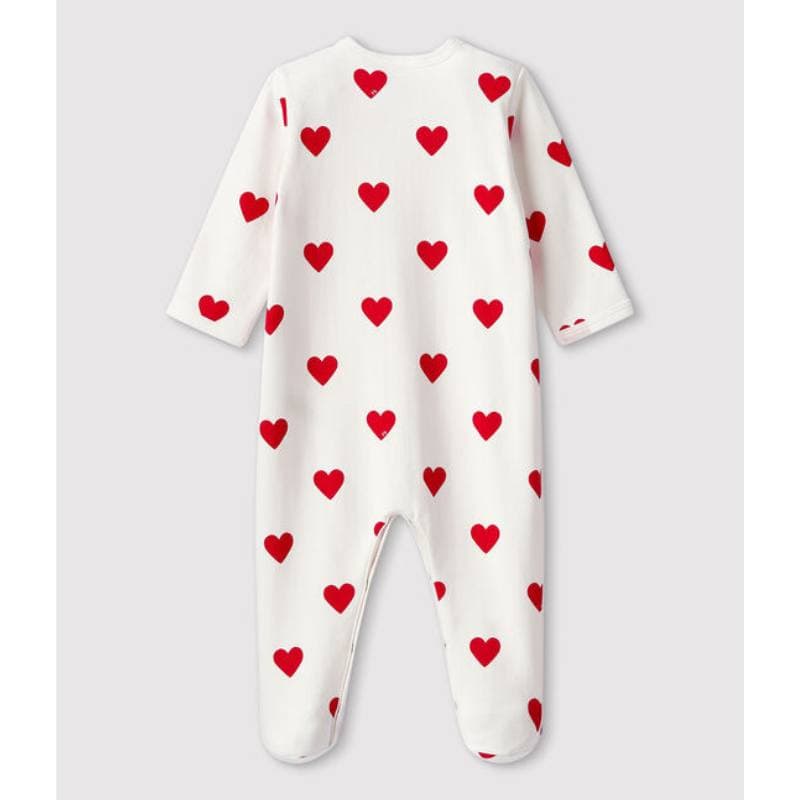 Petit Bateau / heldragt med fødder / røde hjerter — billede 2