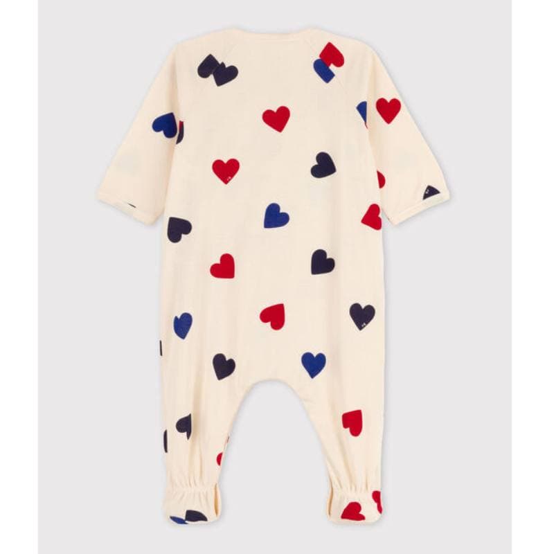 Petit Bateau / heldragt med fødder / multi hjerter — billede 2