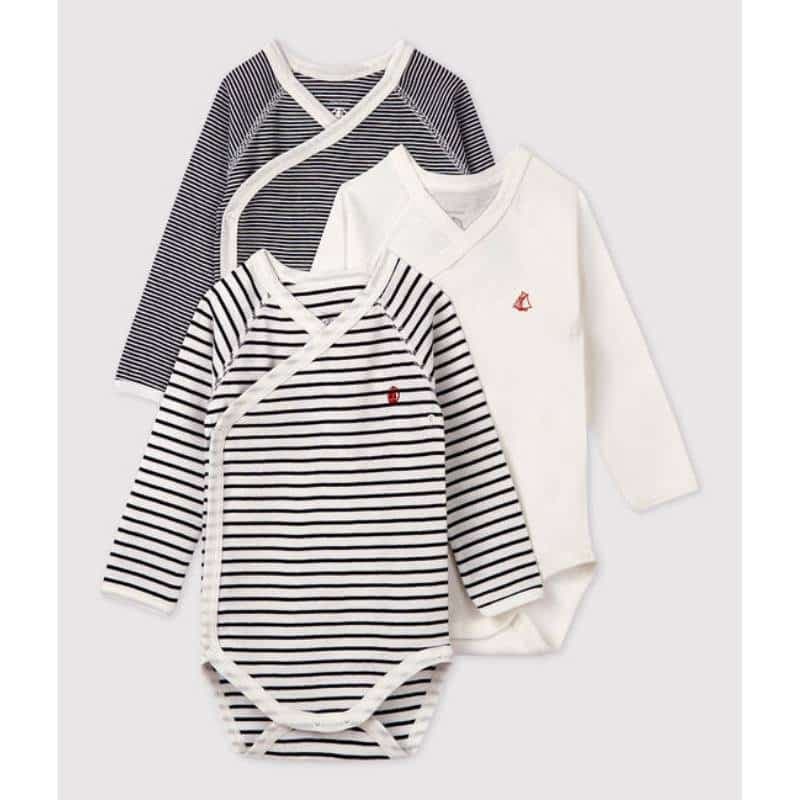 Petit Bateau / 3-pak baby body / striber — billede 1