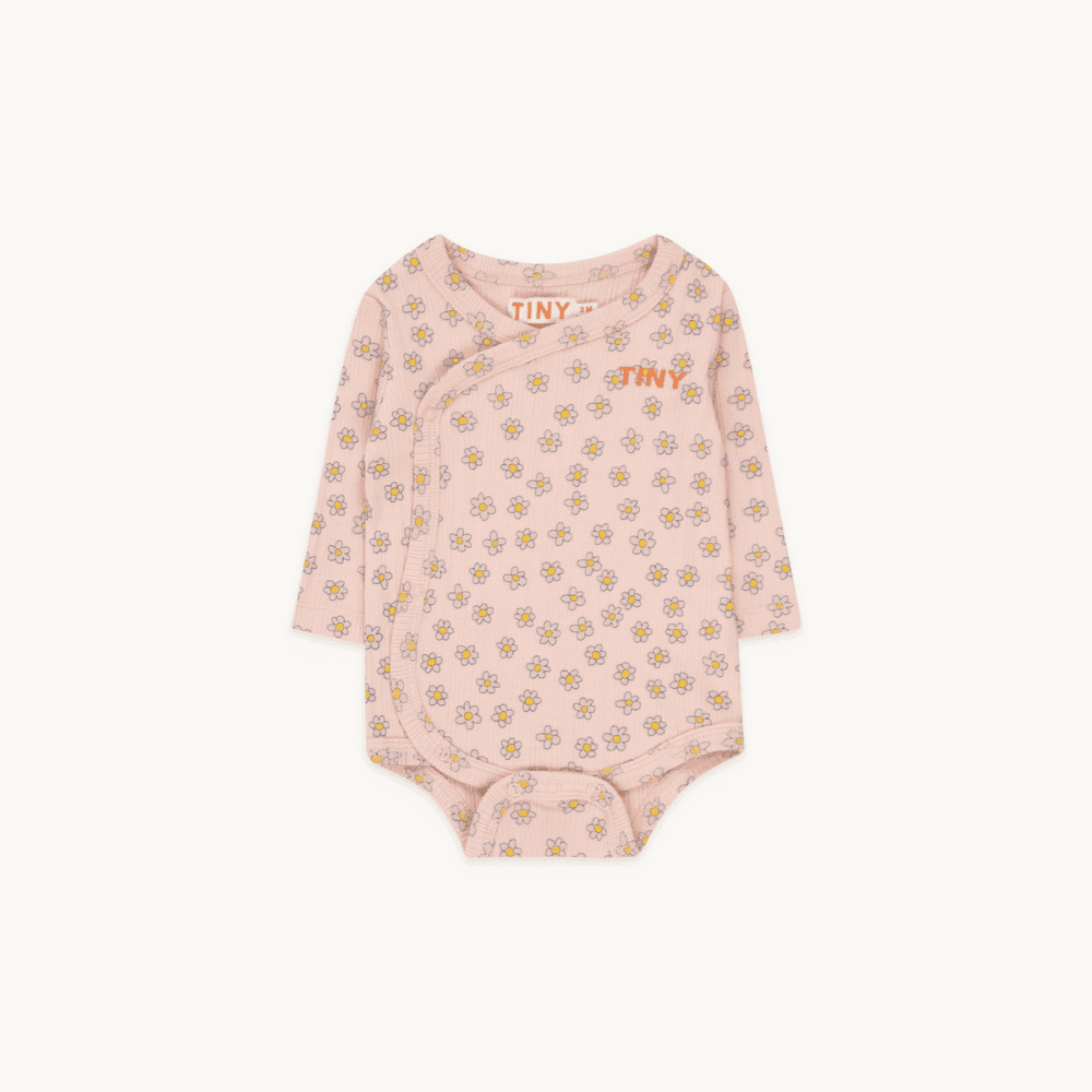 Tiny Cottons / Body med krydslukning margueritter / lyserød — billede 1