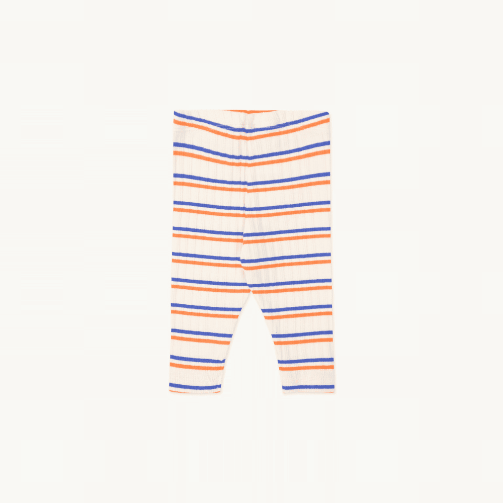 Tiny Cottons / Baby rib leggings med striber / Orange blå — billede 2