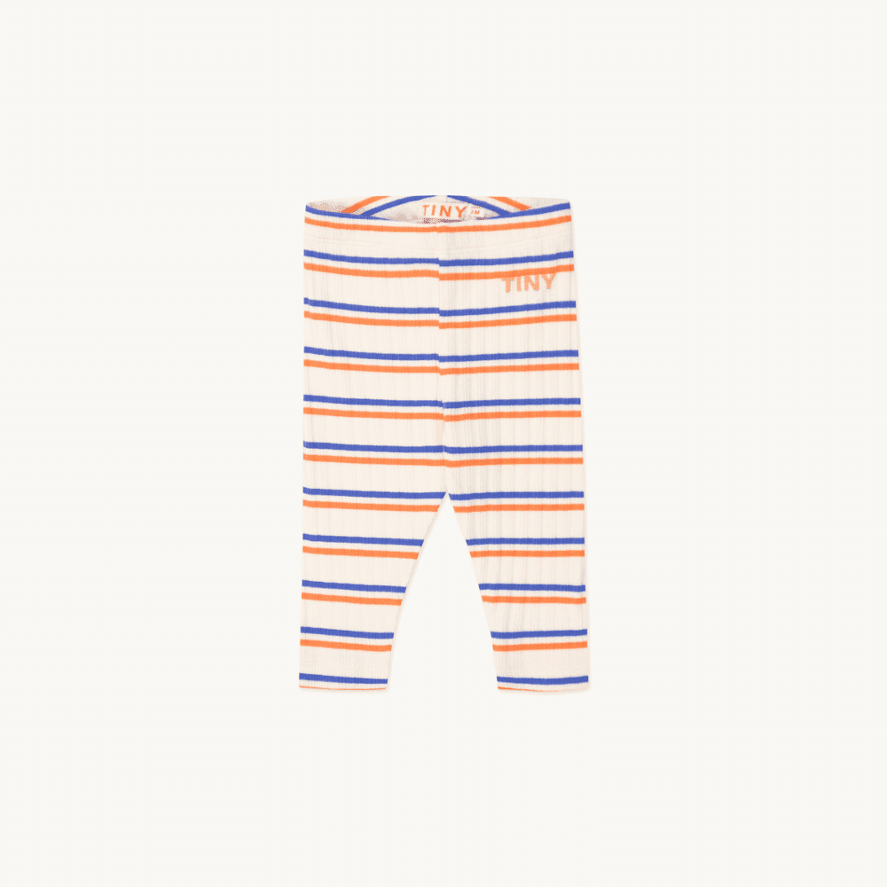Tiny Cottons / Baby rib leggings med striber / Orange blå — billede 1
